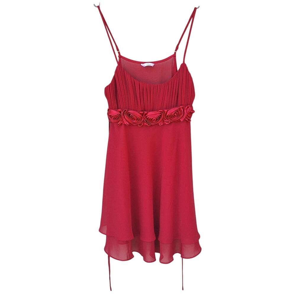 Flora Intimates Fairy Coquette Semi Sheer Rossete Pleats Ruffle Babydoll Dress M